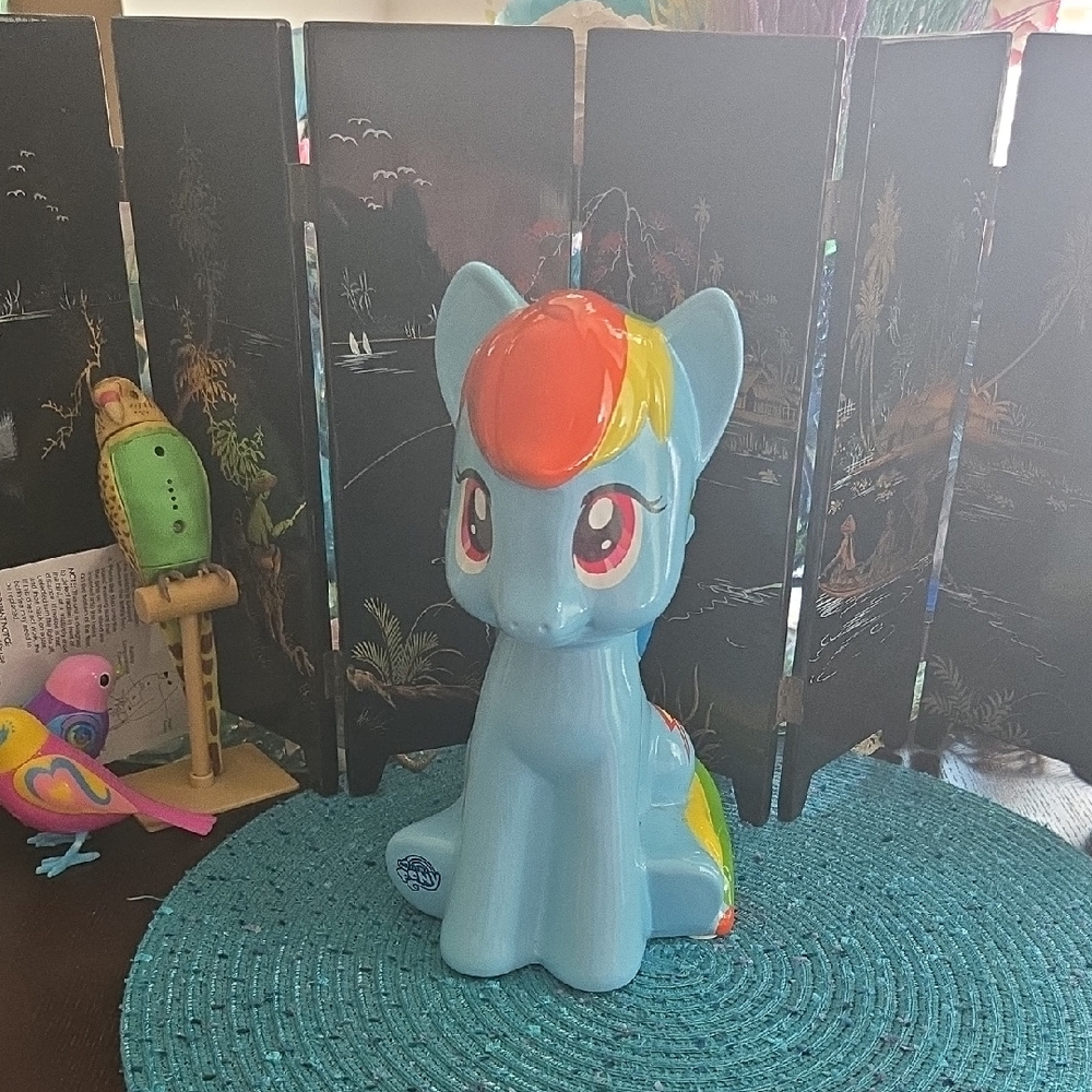 My Little Pony Light Blue Figure Bank with Vibrant Rainbow Mane